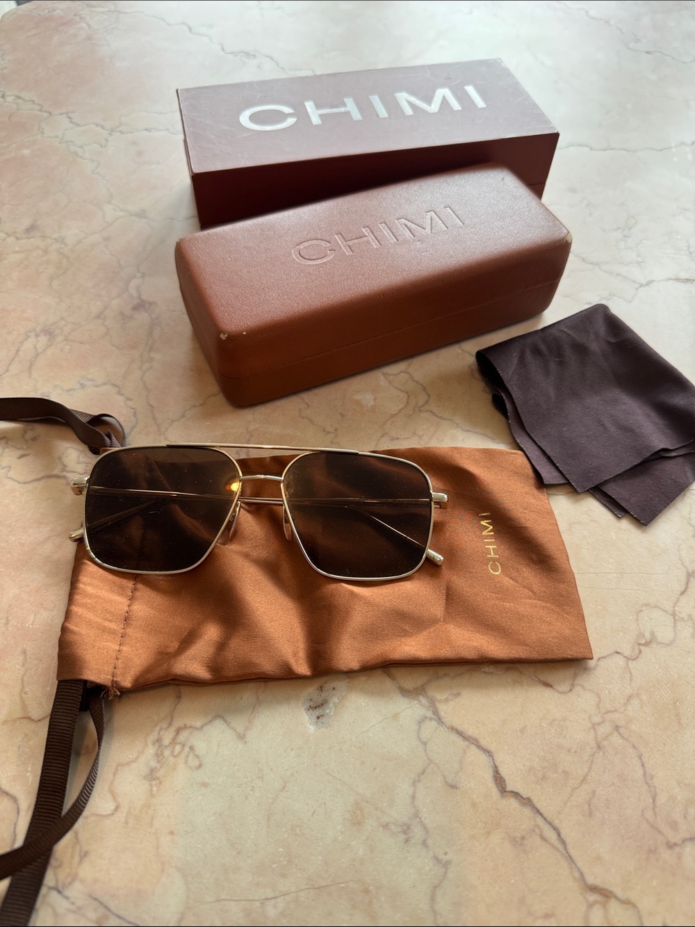 CHIMI Women's Gold Frame Brown Lens Sunglasses